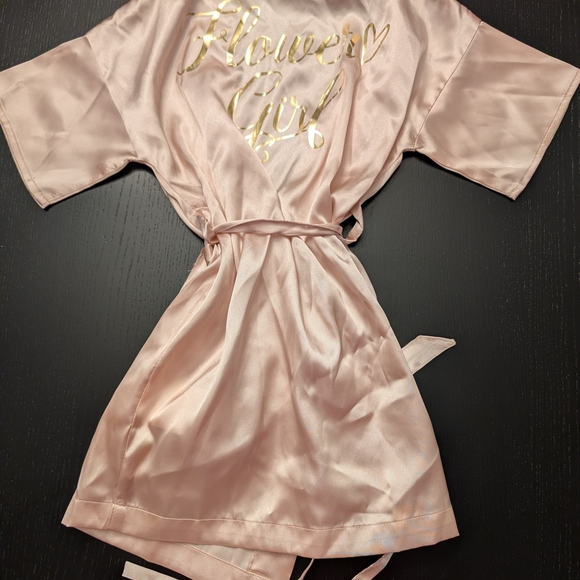Flower Girl Kids Pajama Robe - Pink and Gold - Picture 3 of 6